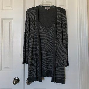 JM Collection Black & Gray Animal Print 2 in 1 Sweater  XL NWT